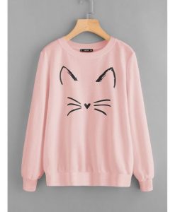 Cartoon Cat Print Sweatshirt VL01
